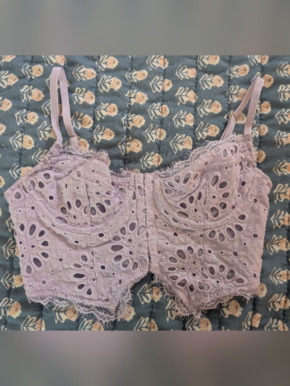 Anthropologie The Giselle Lace Bustier Eyelet Edition Lavender sz S Flirty - Picture 3 of 12